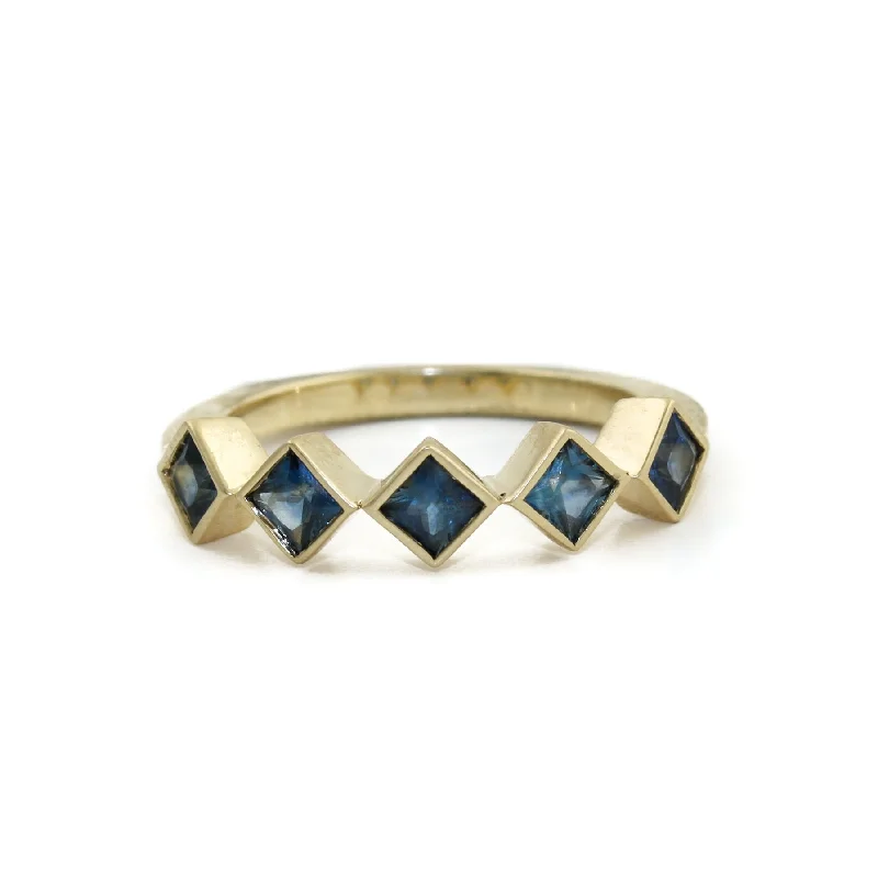 Angel wing rings-14k Gold Princess-Cut Sapphire Semi-Eternity Band