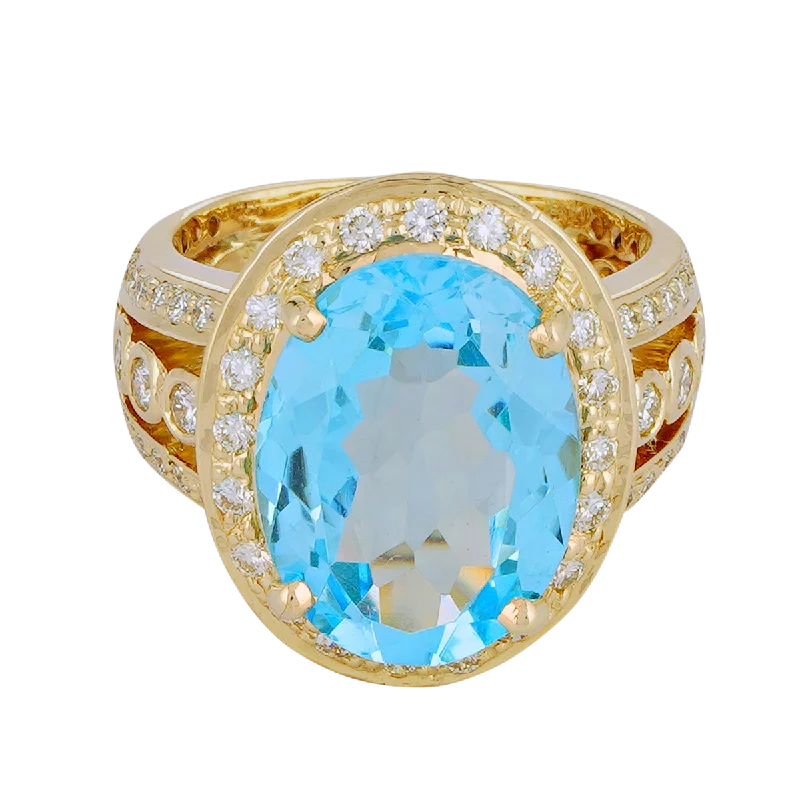 Swarovski crystal rings-Ring - Blue Topaz and Diamond