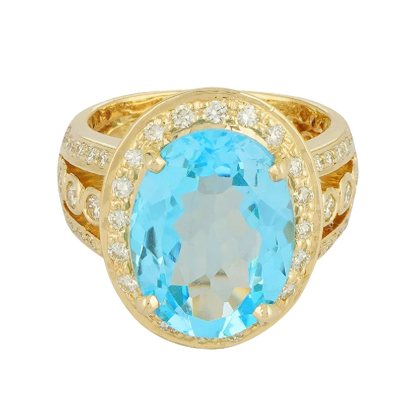 Abstract shape rings-Ring - Blue Topaz and Diamond (2222G)