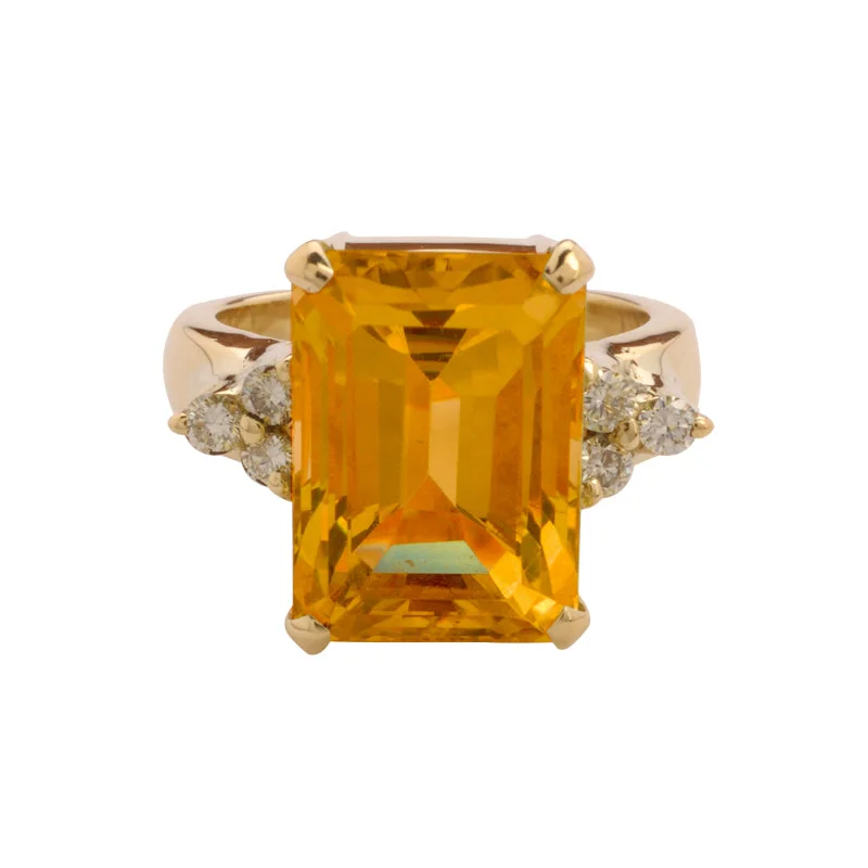 Druzy stone rings-Ring- Citrine And Diamond  (2092D)