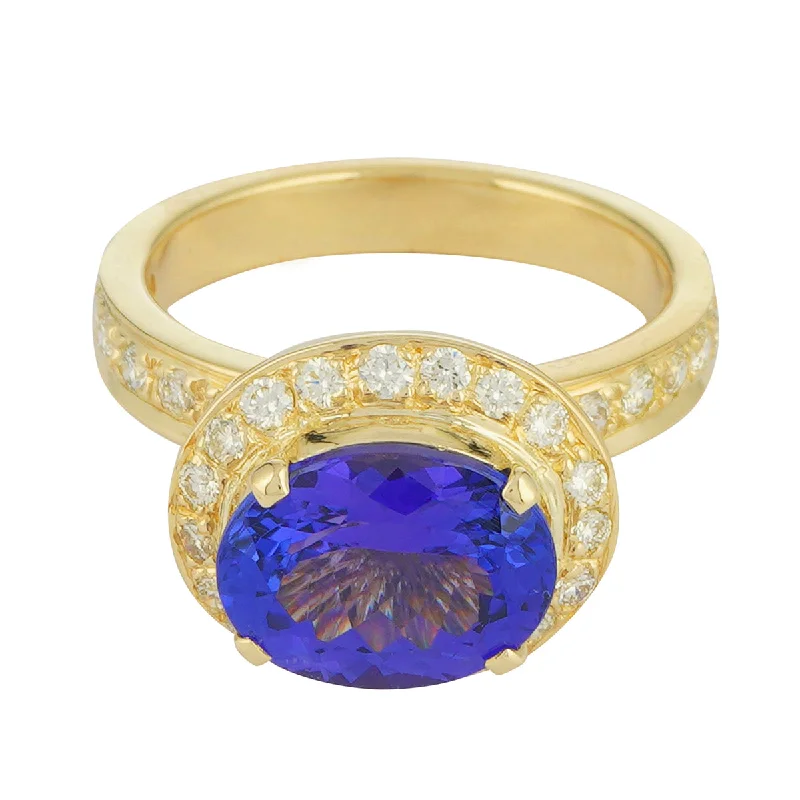 Colorful enamel rings-Ring - Tanzanite and Diamond (2222F)