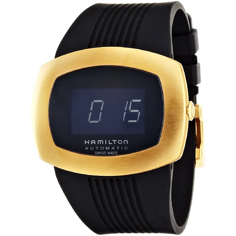 Luxury minimalist watches-Hamilton Men's H52545339 Pulsomatic Digital  Black Rubber Watch