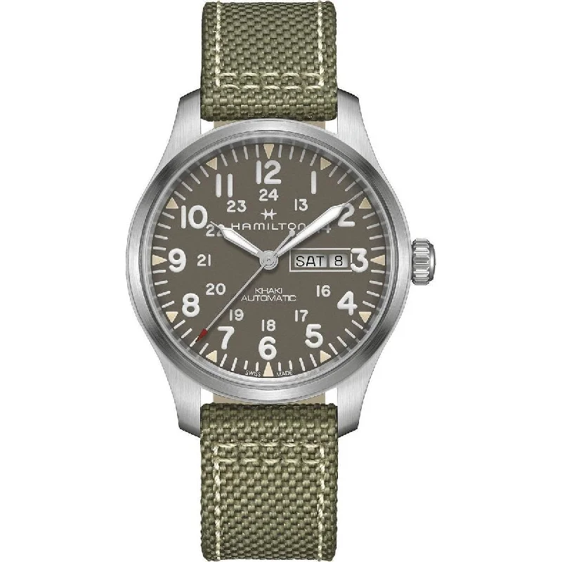 Sleek black watches-Hamilton Men's H70535081 Khaki  Field Green Textile Watch