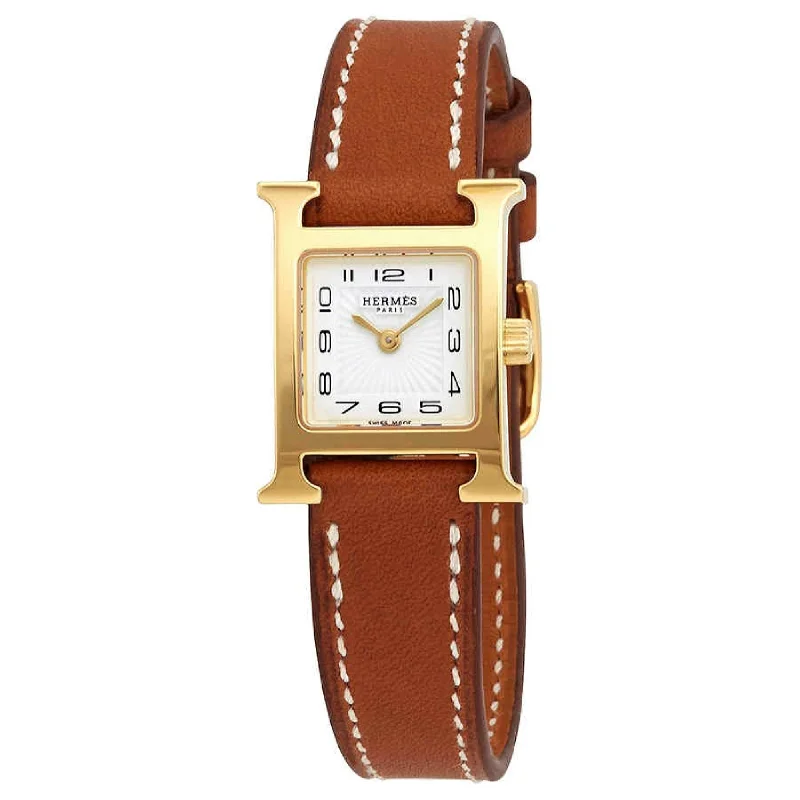 Vintage leather watches-Hermes Women's 037963WW00 H Hour Brown Leather Watch