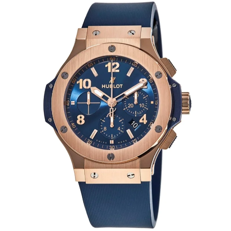 Fashion mesh watches-Hublot Men's 301.PX.710.RX Big Bang Chronograph Blue Rubber Watch