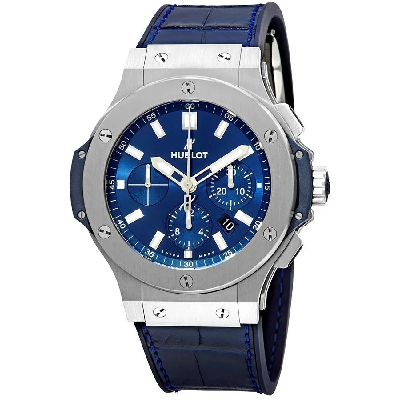 Floral dial watches-Hublot Men's 301.SX.7170.LR Big Bang Chronograph Blue Rubber, Leather Watch