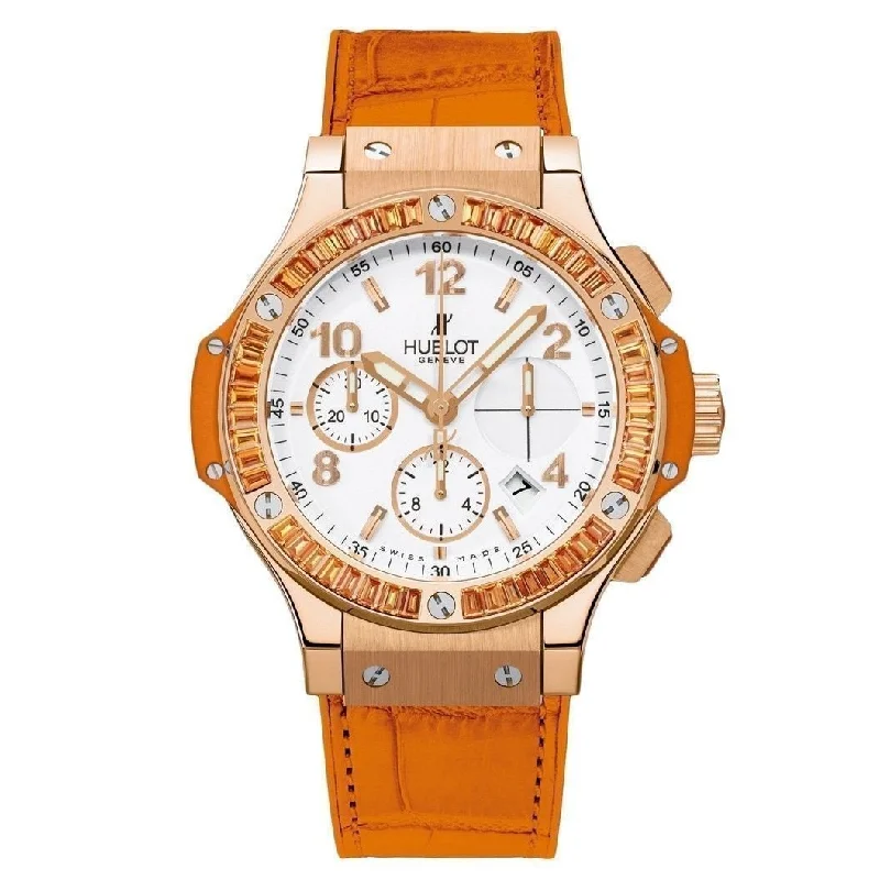 Two-tone watches-Hublot Men's 341.PO.2010.LR.1906 Big Bang Tutti Frutti  Chronograph Orange Leather Watch