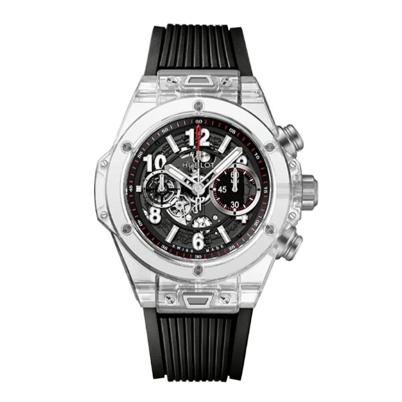 Engraved case watches-Hublot Men's 411.JX.1170.RX Big Bang Unico Magic Chronograph Black Rubber Watch