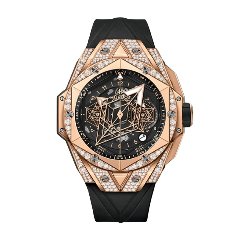 Vintage-inspired watches-Hublot Men's 418.OX.1108.RX.1604.MXM20 Big Bang Sang Bleu II Chronograph Black Rubber Watch