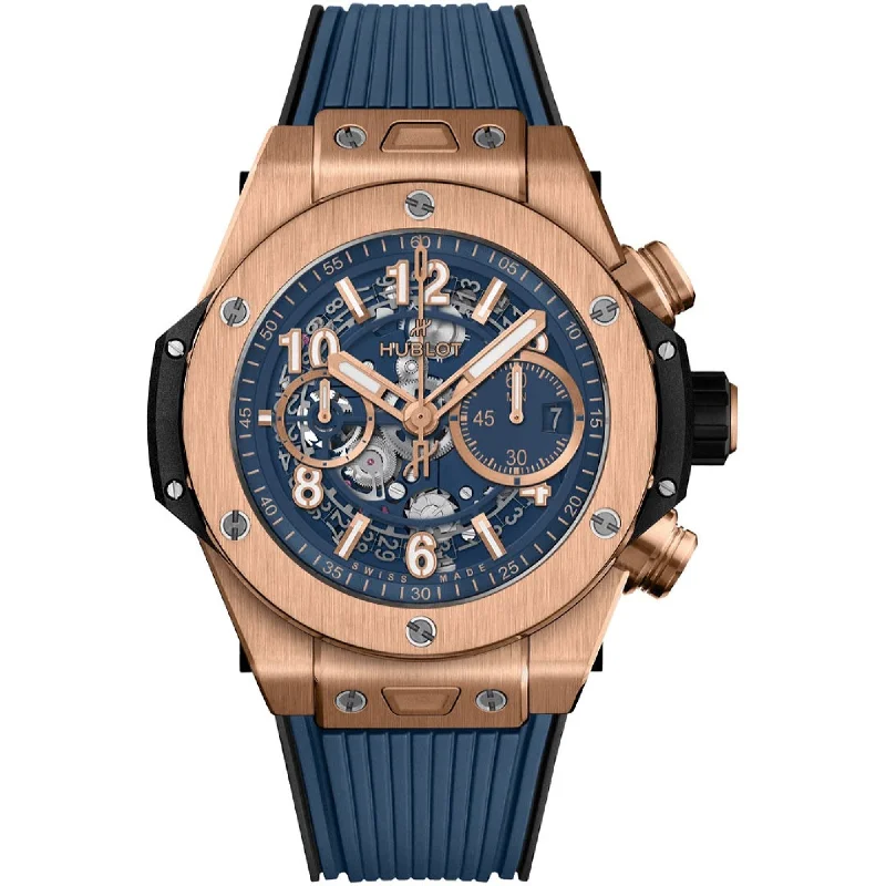 Gemstone accent watches-Hublot Men's 421.OX.5180.RX Big Bang Chronograph Blue Rubber Watch