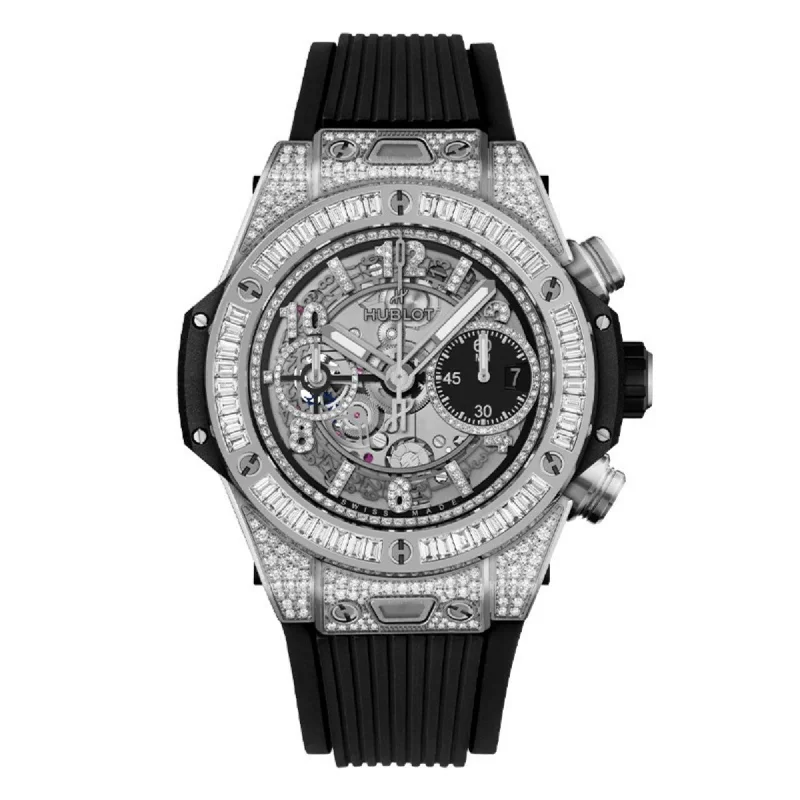 Modern square watches-Hublot Men's 441.NX.1171.RX.0904 Big Bang Unico Jewellery Chronograph Black Rubber Watch