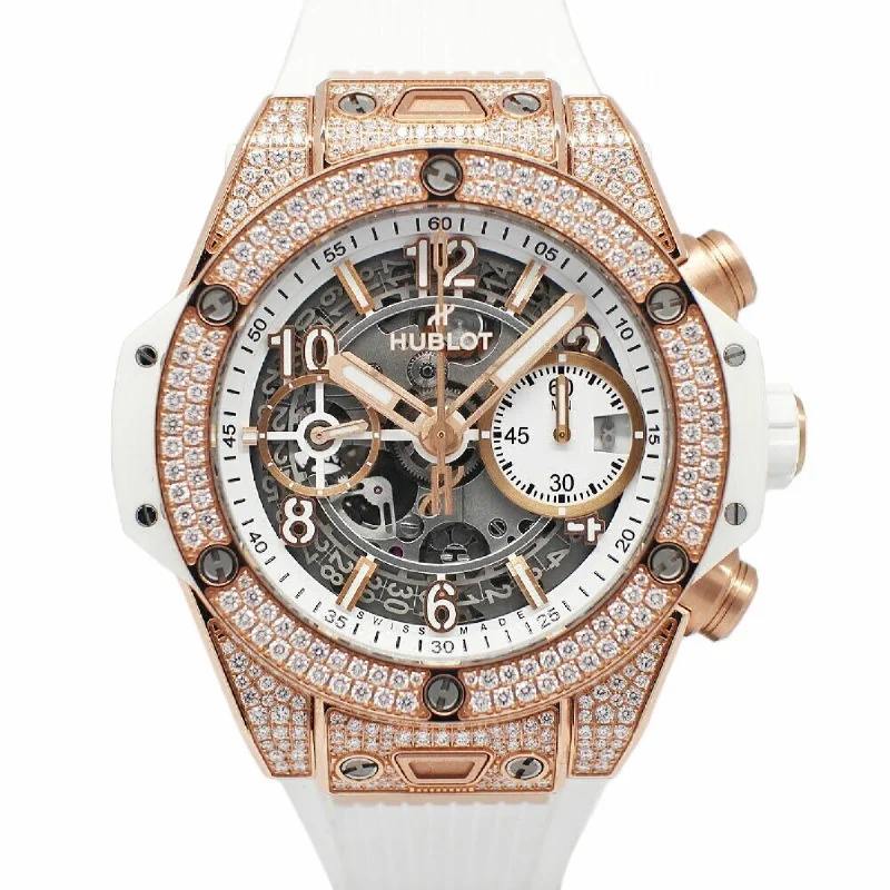 Chic bracelet watches-Hublot Men's 441.OE.2011.RW.1704 Big Bang Unico Chronograph White Rubber Watch