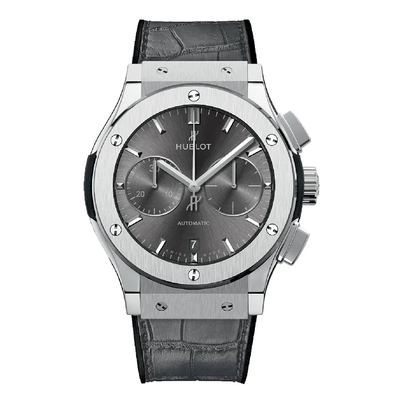 Vibrant face watches-Hublot Men's 521.NX.7071.LR Classic Fusion Racing Chronograph Automatic Grey Leather Watch