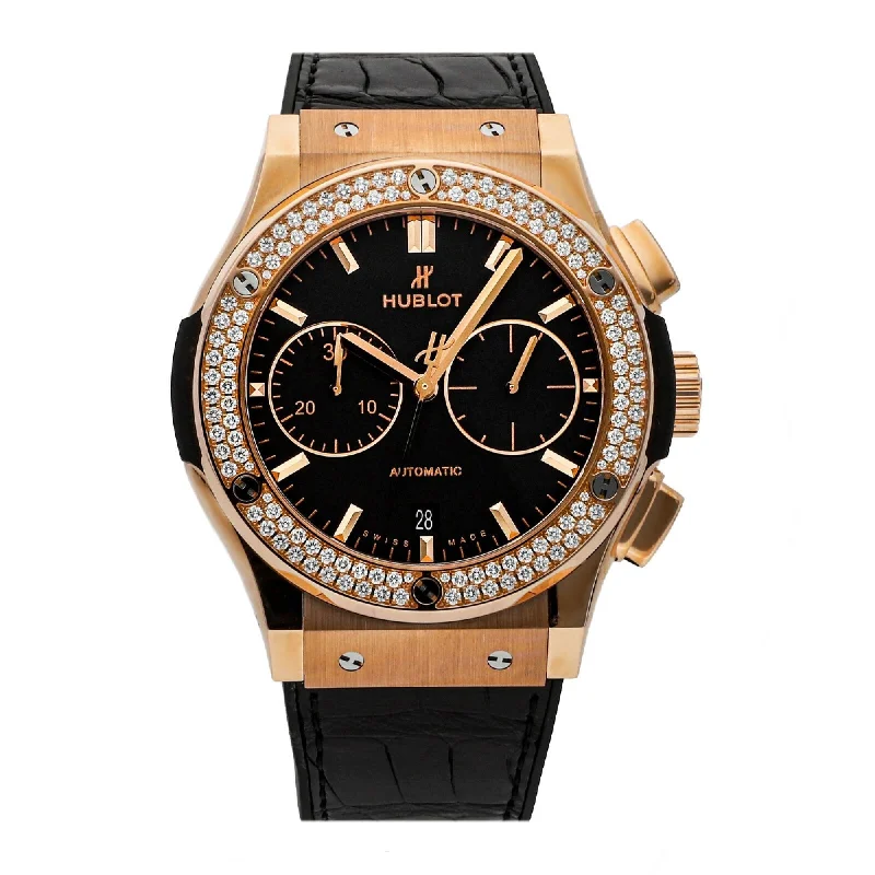 Gold tone watches-Hublot Men's 521.OX.1181.LR.1104 Classic Fusion Chronograph Chronograph Black Leather Watch