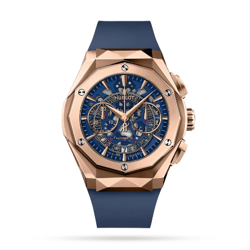 Everyday quartz watches-Hublot Men's 525.OX.5180.RX.ORL21 Classic Fusion Aaerofusion Orlinski Chronograph Blue Rubber Watch