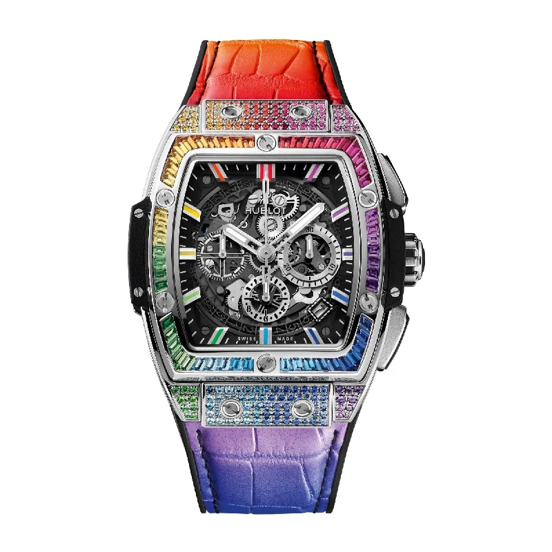 Chic analog watches-Hublot Men's 641.NX.0117.LR.0999 Spirit of Big Bang Chronograph Multi-color Rubber and Leather Watch