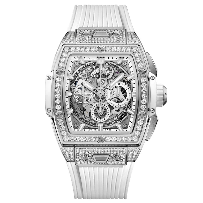 Patterned face watches-Hublot Men's 642.NE.2010.RW.1604 Spirit of Big Bang Chronograph White Rubber Watch