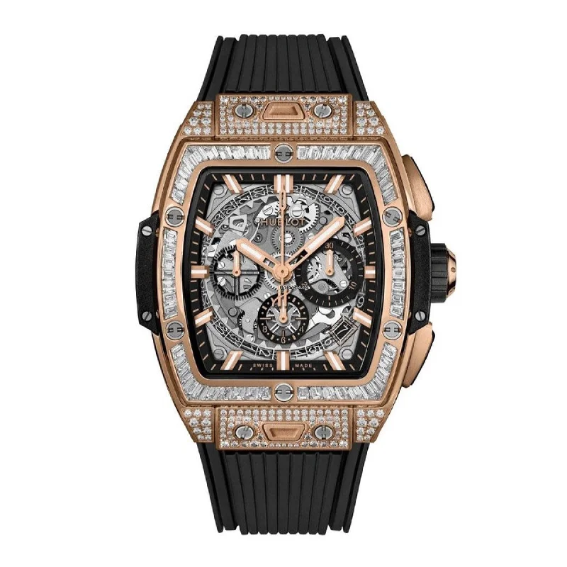 Crystal strap watches-Hublot Men's 642.OX.0180.RX.0904 Spirit of Big Bang Chronograph Black Rubber Watch