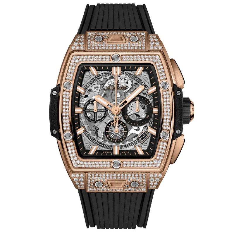 Crafted leather watches-Hublot Men's 642.OX.0180.RX.1704 Spirit of Big Bang Chronograph Black Rubber Watch