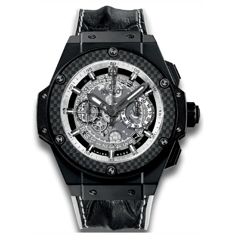 Casual slim watches-Hublot Men's 701.CQ.0112.HR King Power Chronograph Black Rubber, Leather Watch