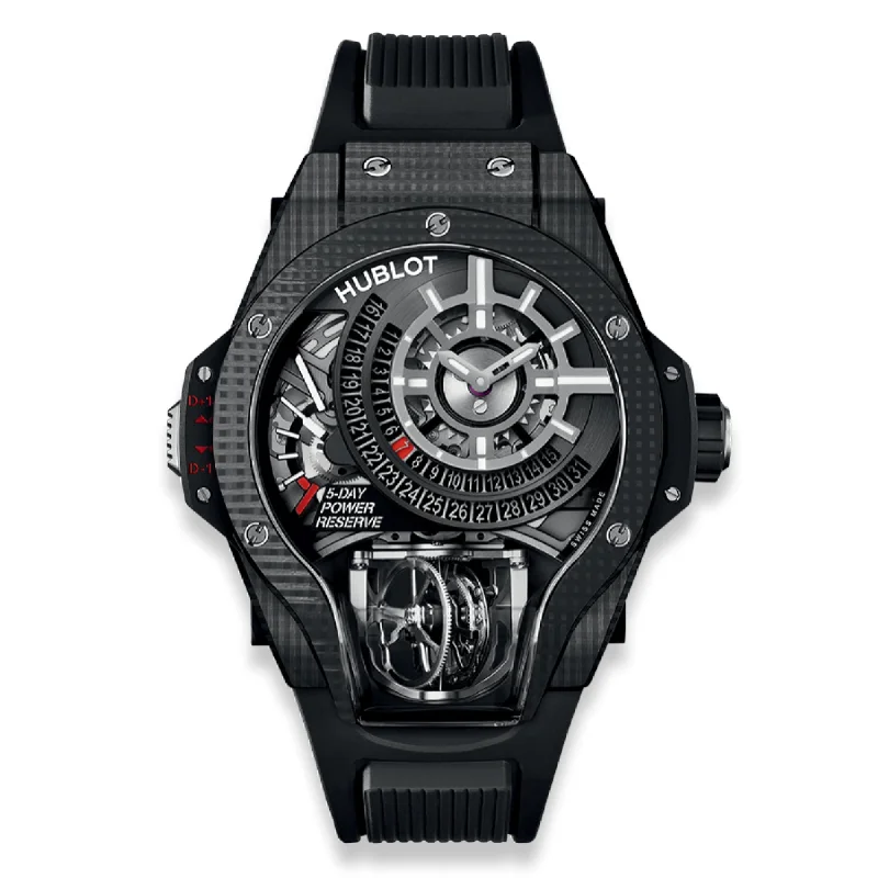 Sustainable watches-Hublot Men's 909.QD.1120.RX MP-09 Tourbillon Bi-Axis 3D Carbon Limited Edition  Black Rubber Watch