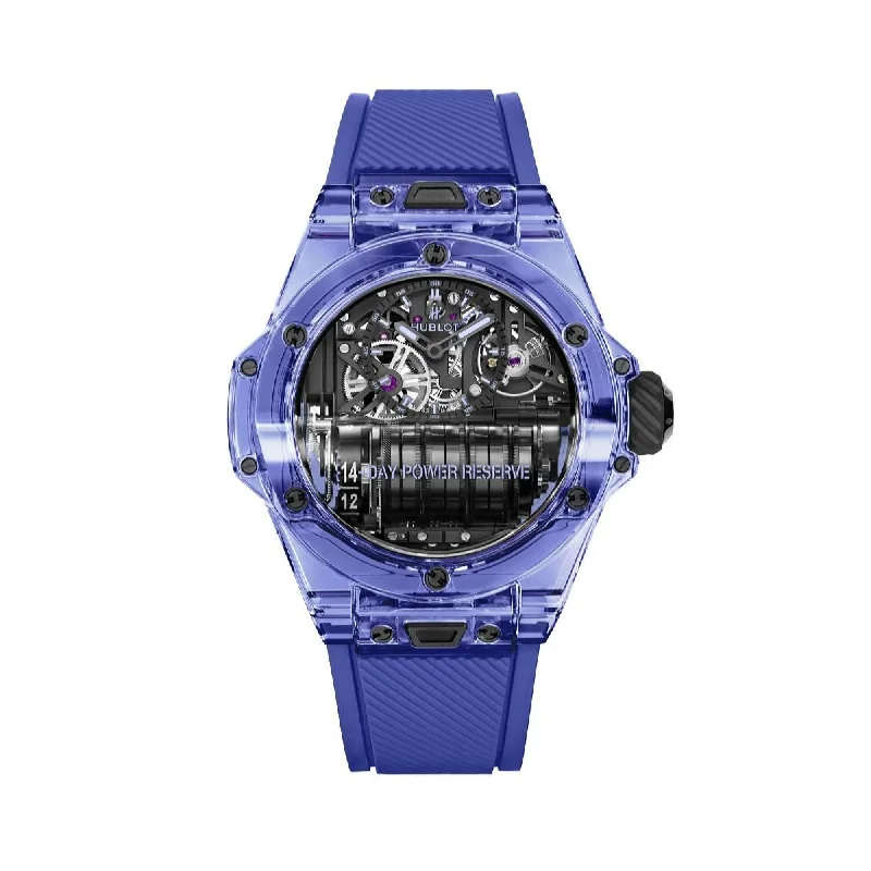 Sleek sport watches-Hublot Men's 911.JL.0119.RX Big Bang MP-11 Power Reserve 14 Days Blue Sapphire Blue Rubber Watch