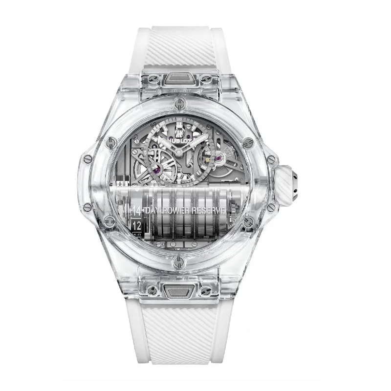 Diamond bezel watches-Hublot Men's 911.JX.0102.RW Big Bang MP-11 Power Reserve 14 Days Sapphire White Rubber Watch