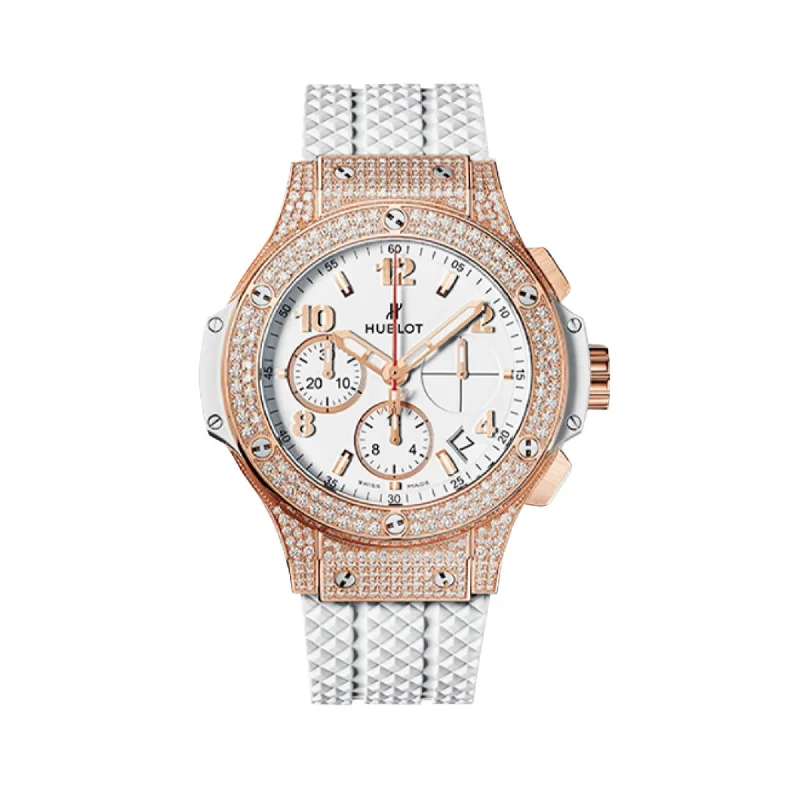 Sleek quartz watches-Hublot Unisex 341.PE.230.RW.174 Big Bang Chronograph White Rubber Watch