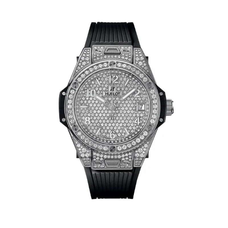 Classic round watches-Hublot Women's 465.SX.9010.RX.1604 Big Bang One Click Diamond Pave Black Rubber Watch