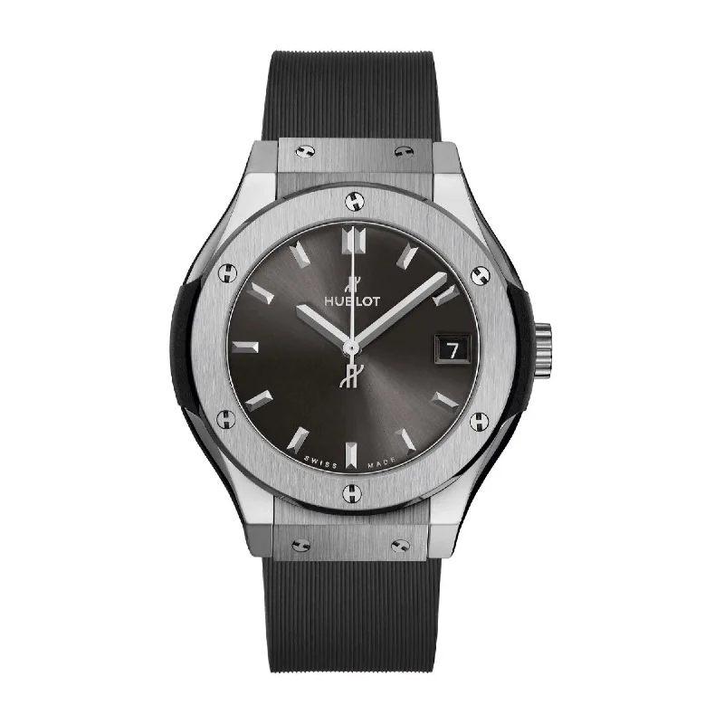 Matte black watches-Hublot Women's 581.NX.7071.RX Classic Fusion Black Rubber Watch