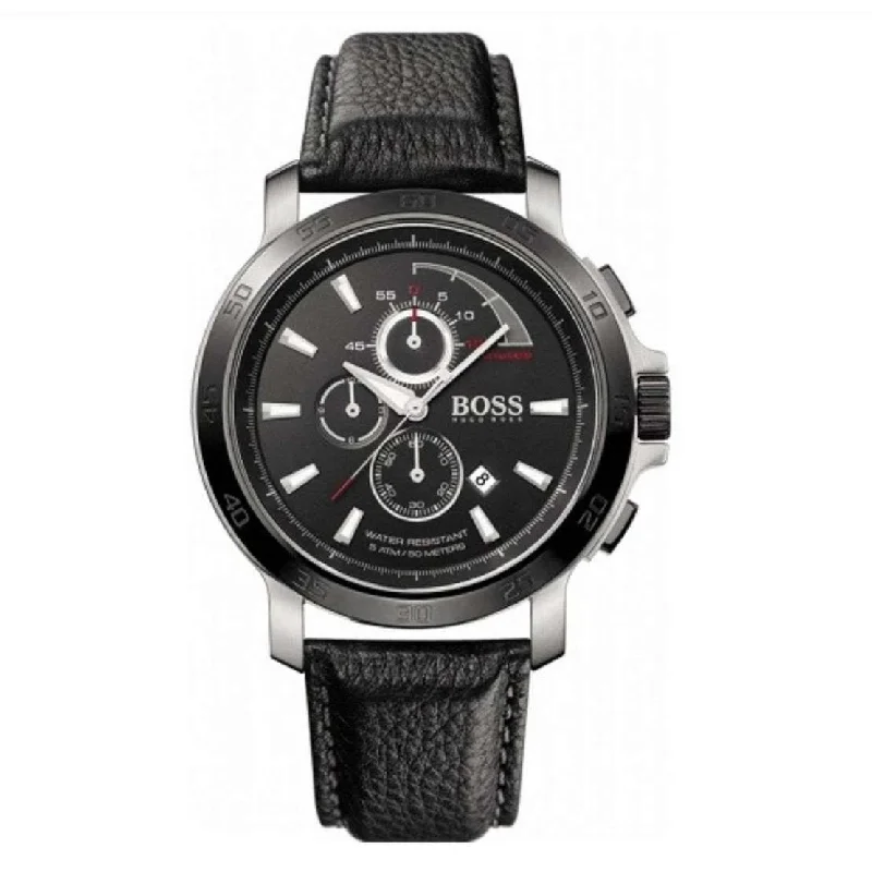 Petite face watches-Hugo Boss Men's 1512394 Hugo Boss Chronograph Chronograph Black Leather Watch