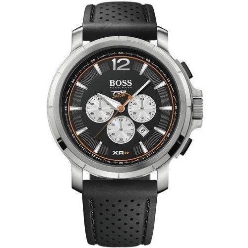 Vintage-inspired watches-Hugo Boss Men's 1512455 Black Chronograph Black Rubber Watch