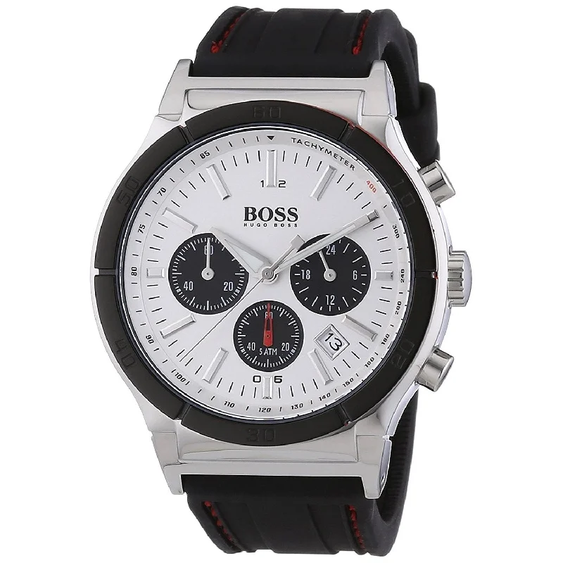 Everyday wear watches-Hugo Boss Men's 1512499 Black Chronograph Black Rubber Watch