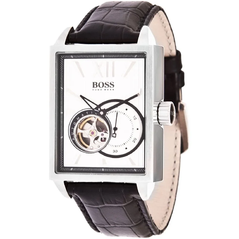 Bold color watches-Hugo Boss Men's 1512504 Hugo Boss Automatic Black Leather Watch