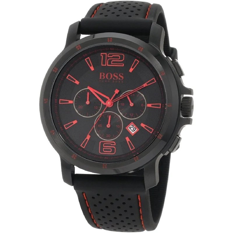 Classic leather watches-Hugo Boss Men's 1512597 Black Chronograph Black Silicone Watch