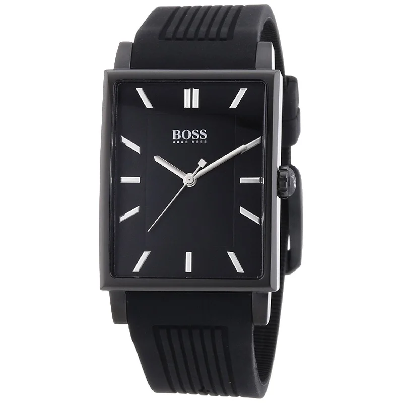 Oval face watches-Hugo Boss Men's 1512953 Classic Black Rubber Watch