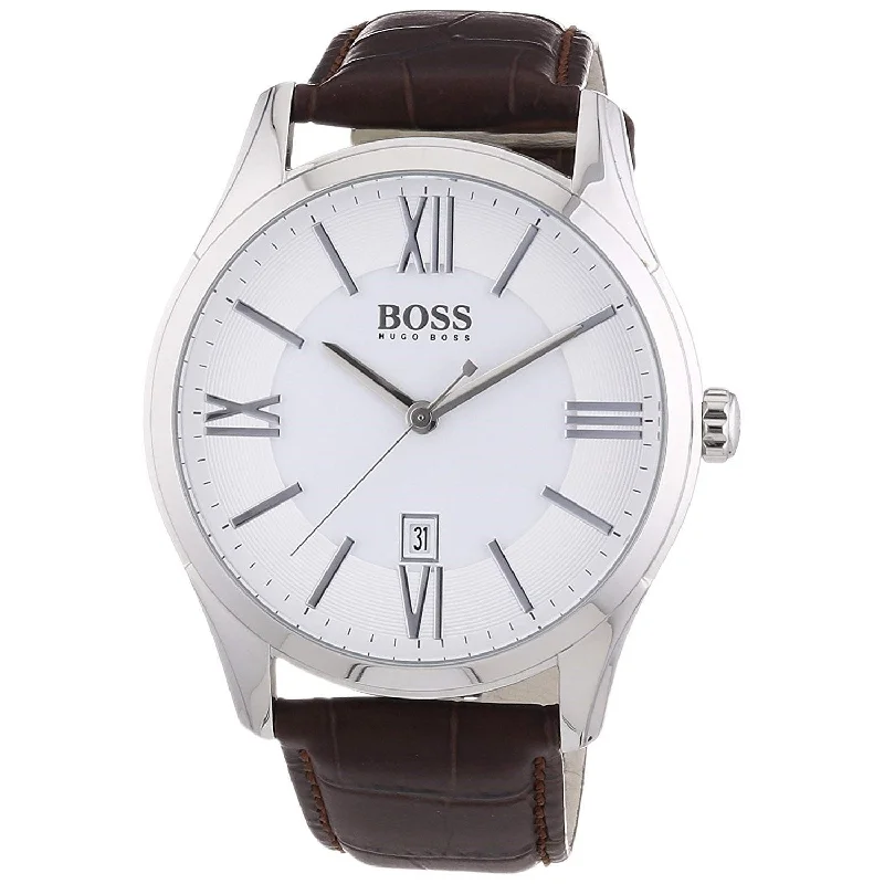 Sleek black watches-Hugo Boss Men's 1513021 Ambassador Brown Leather Watch