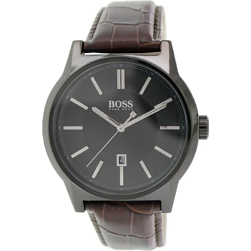 Gold tone watches-Hugo Boss Men's 1513071 Architecture Brown Leather Watch