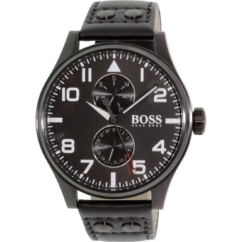 Everyday quartz watches-Hugo Boss Men's 1513083 Aeroliner Black Leather Watch