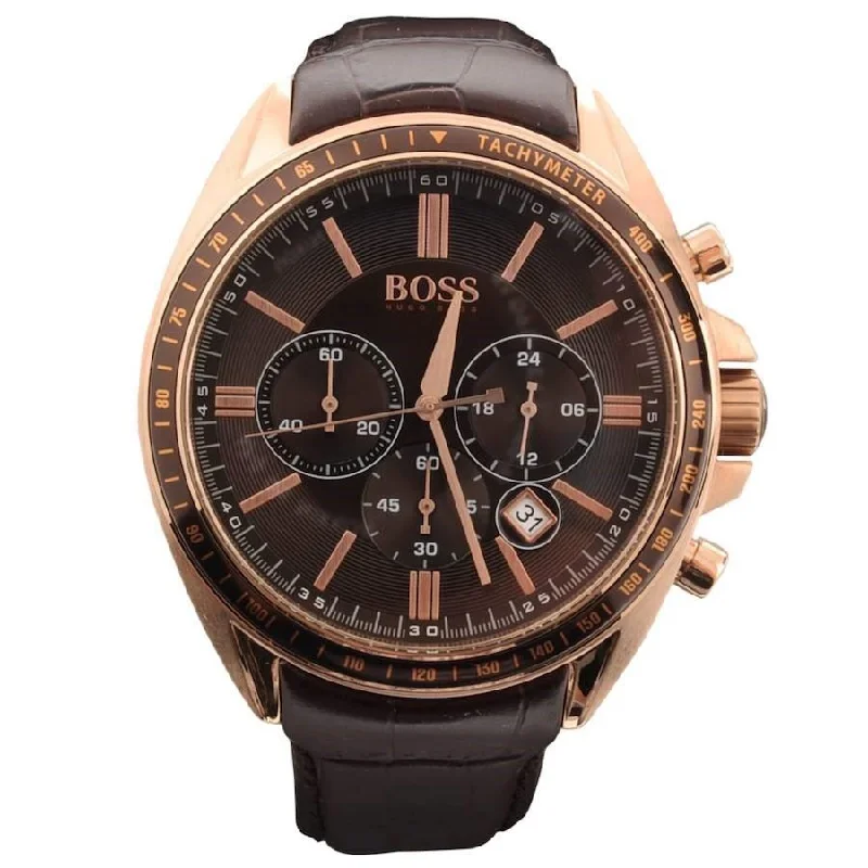 Textured band watches-Hugo Boss Men's 1513093 Driver Chronograph Brown Leather Watch