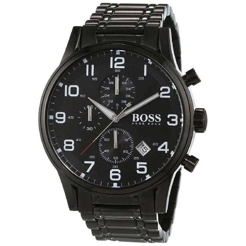 Artistic strap watches-Hugo Boss Men's 1513180 Aeroliner Chronograph Black Stainless Steel Watch