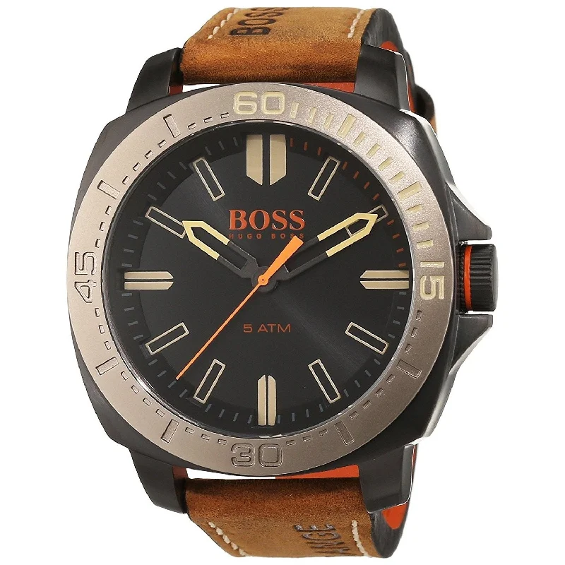 Gold bracelet watches-Hugo Boss Men's 1513314 Sao Paulo Brown Leather Watch