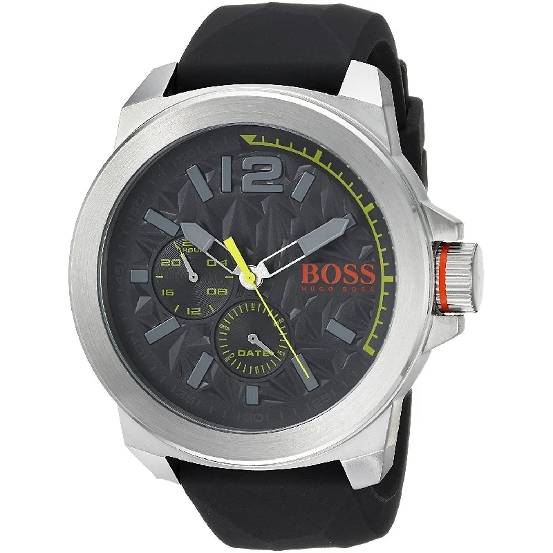 Lightweight face watches-Hugo Boss Men's 1513347 New York Multi-Function Black Silicone Watch