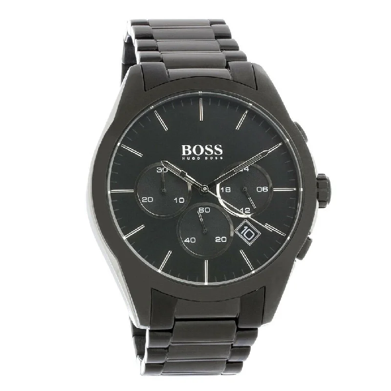 Vintage leather watches-Hugo Boss Men's 1513365 Onyx Chronograph Black Stainless Steel Watch