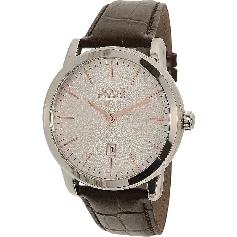 Classic round watches-Hugo Boss Men's 1513399 Classic Brown Leather Watch