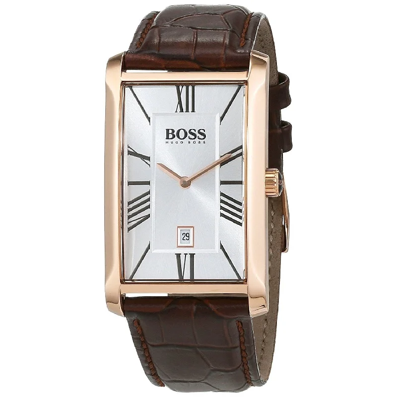 Fashion mesh watches-Hugo Boss Men's 1513436 Admiral Brown Leather Watch