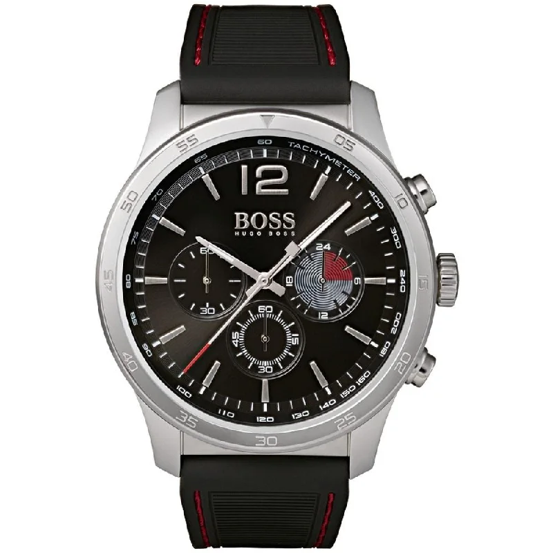 Thin strap watches-Hugo Boss Men's 1513525 The Professional Chronograph Black Silicone Watch