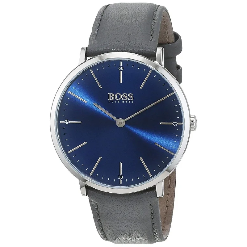 Gold mesh watches-Hugo Boss Men's 1513539 Horizon Grey Leather Watch