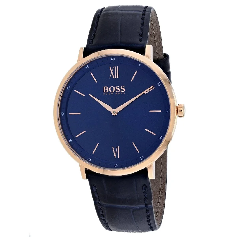 Oval face watches-Hugo Boss Men's 1513648 Essential Blue Leather Watch