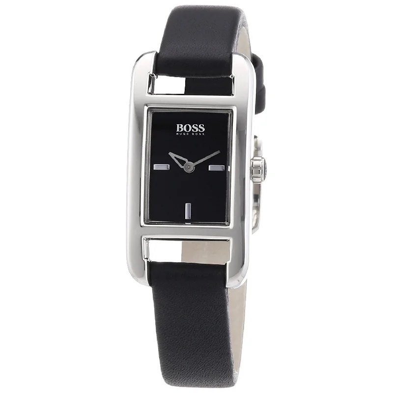 Petite quartz watches-Hugo Boss Women's 1502337 Black Leather Watch